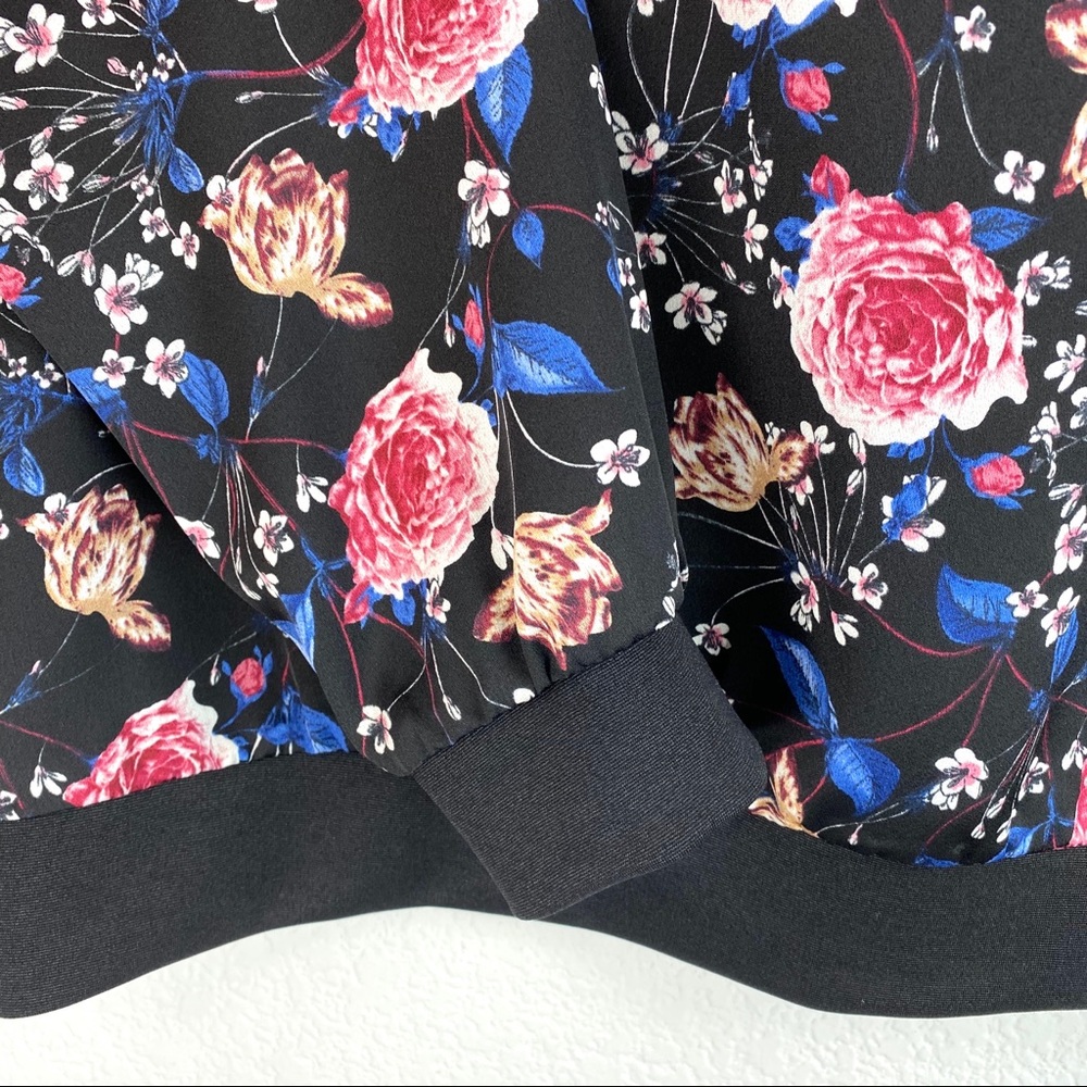 Topshop Floral Print Bomber Jacket SZ US 12 UK 16 - Picture 6 of 7